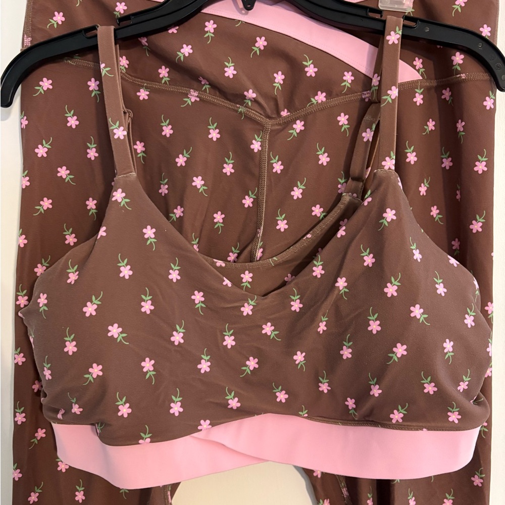 JoyLab Floral Brown and Pink Women's Legging Set